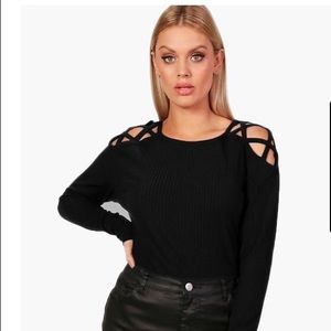 Boohoo long sleeve shirt with detailed shoulders.
